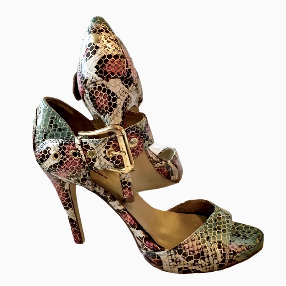 Multi-Color Snake Print Stilettos - Picture 1 of 10